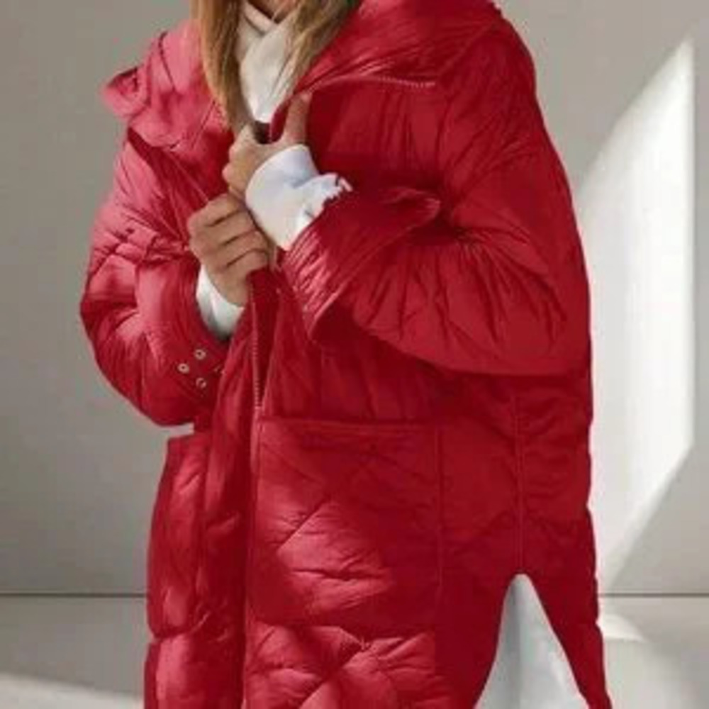 Burgundy Women's Casual Warm Puffer Jacket